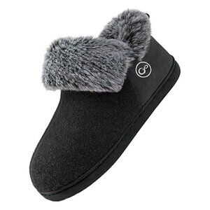 HARENCE Women's Memory Foam Non-Slip Slippers Black Size 9/9.5 - 40-41